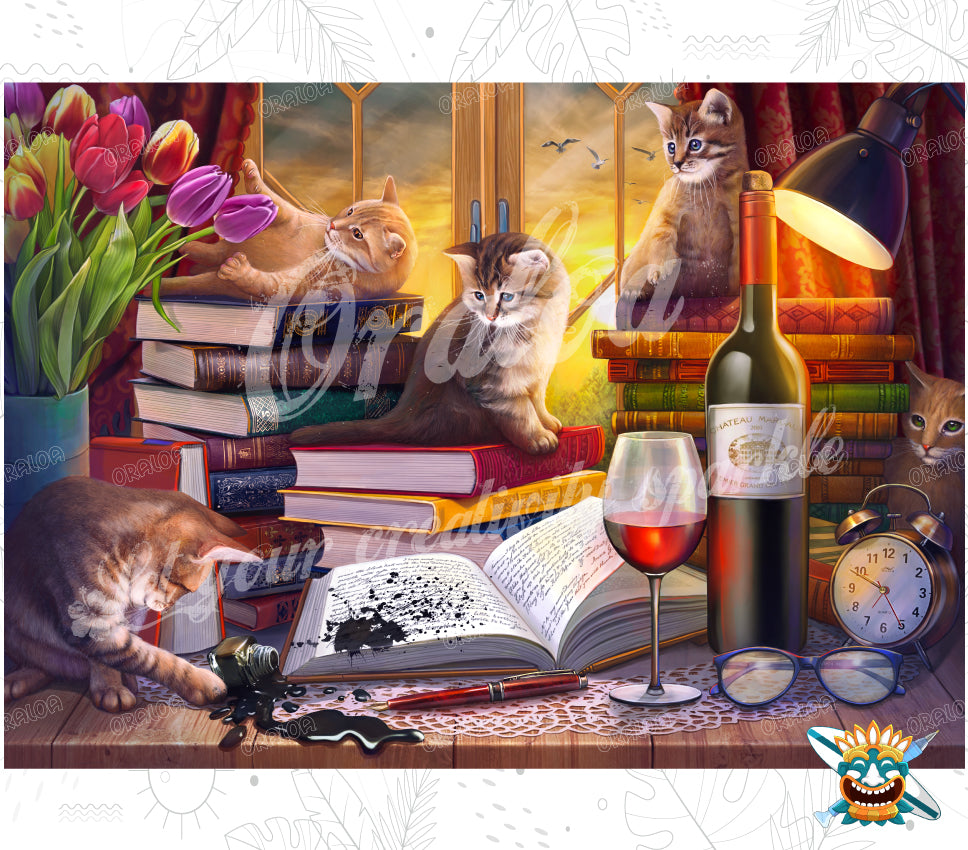 Katzen mit Büchern